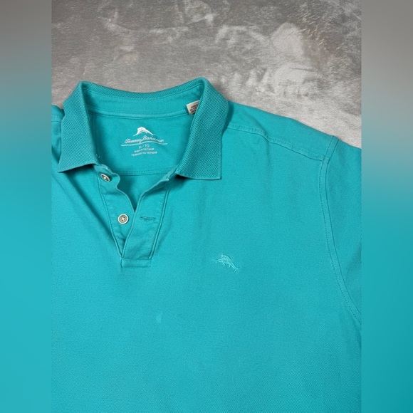 Tommy Bahama Men’s Turquoise Blue 100% Cotton Polo Embroidered Chest Shirt XL - Picture 2 of 16